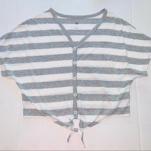 SO stripe Henley top with tie